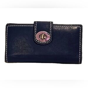 VINTAGE COACH HAMPTON TURN-LOCK WALLET IN NAVY BLUE